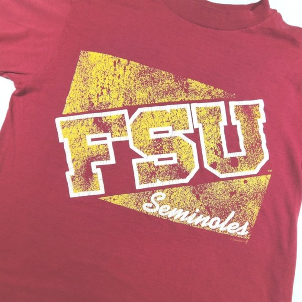 Vintage FSU Seminoles T Shirt College Football Graphic‎ Tee Maroon